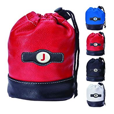 Clip Wipes Red Letter J - Personalized Logo Drawstring Valuables Golf Pouch