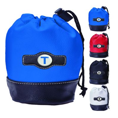 Clip Wipes Blue Letter T - Personalized Logo Drawstring Valuables Golf Pouch