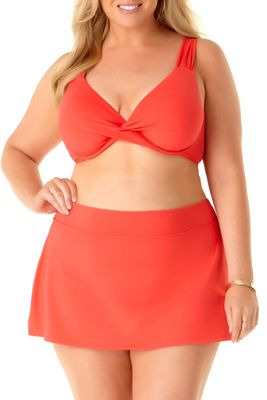 Anne Cole Women's Over The Shouler Underwire Bikini Swim Top, Coral, 24W
