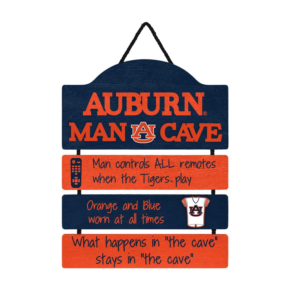 FOCO Auburn Tigers NCAA Mancave Team Logo Man Cave Hanging Wall Sign, (Model: SGNNCMC)