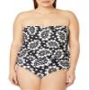 Anne Cole Women's Bandeau Blouson One Piece Swimsuit, Black White, 24W view 1