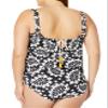 Anne Cole Women's Bandeau Blouson One Piece Swimsuit, Black White, 24W view 4