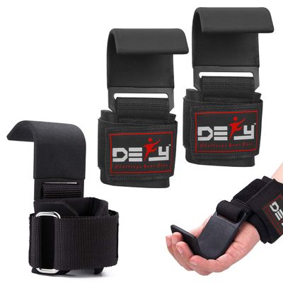 DEFY Challenge Your Fear Weight Lifting Hooks for Men & Women - Heavy Duty Lifting Straps for Pull Ups - Thick Neoprene Padding, Double Stitching, Non-Slip Resistant Coating Lifting Grips