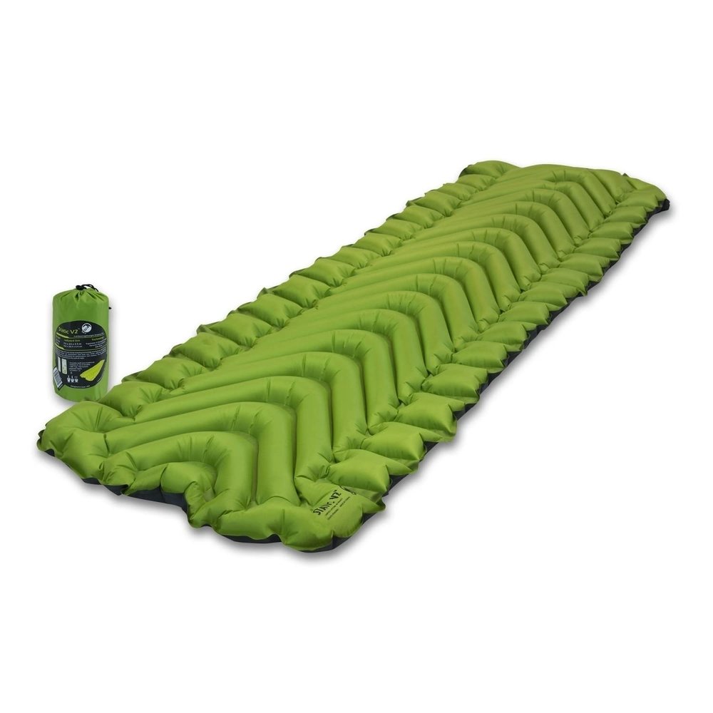 KLYMIT Static V2 Inflatable Sleeping Pad | Portable, Ultralight, Easy to Inflate, Foldable Air Bed for Camping, Backpacking & Hiking  Green