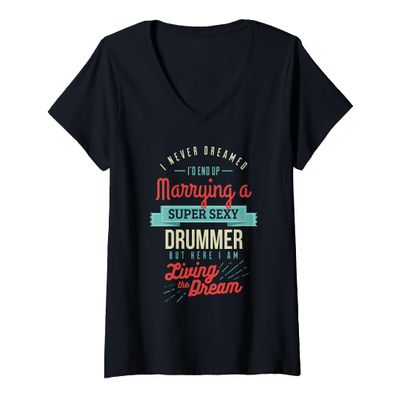 Womens Married to a Drummer Spouse Gifts V-Neck T-Shirt