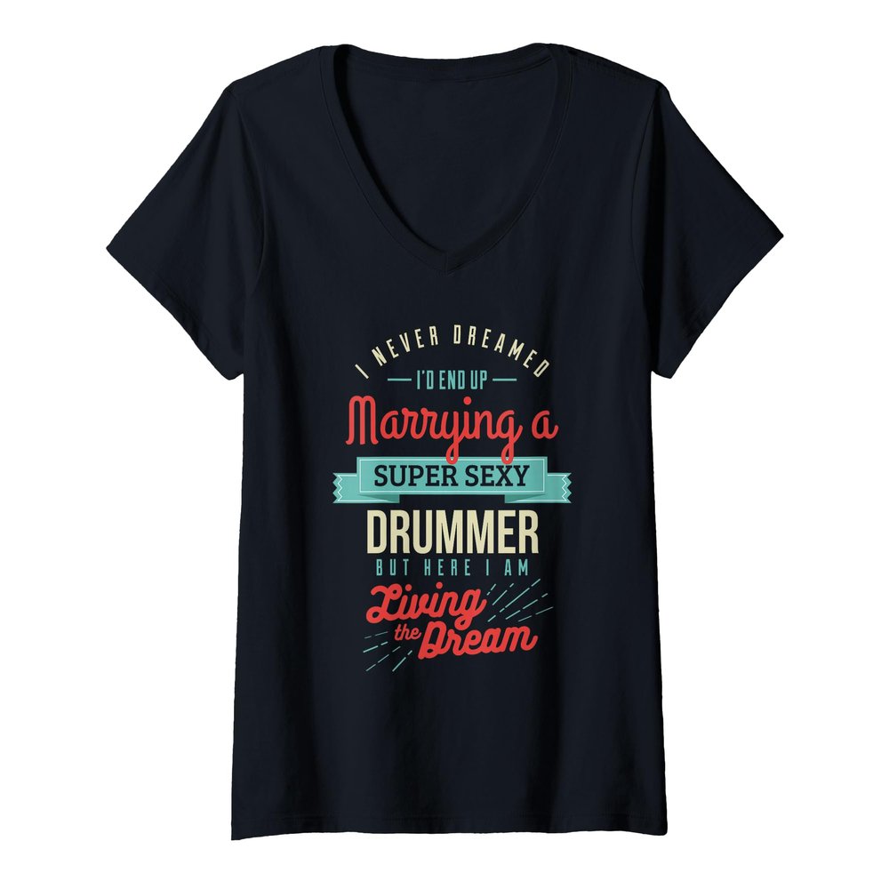 Womens Married to a Drummer Spouse Gifts V-Neck T-Shirt