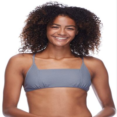 Eidon Women's Standard Ariana Bralette Style Bikini Top Swimsuit, SHELTER Cove Dusty Blue, Small
