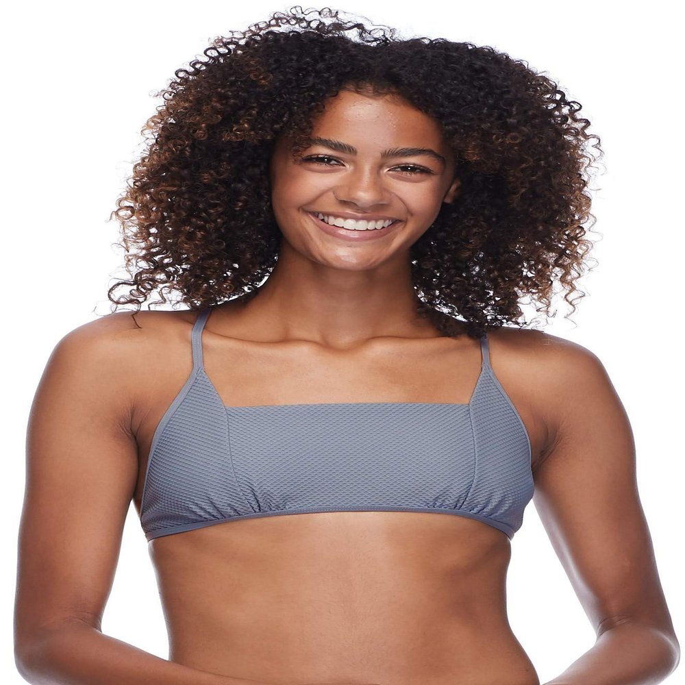 Eidon Women's Standard Ariana Bralette Style Bikini Top Swimsuit, SHELTER Cove Dusty Blue, Small