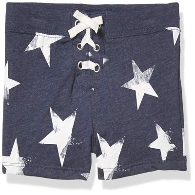 French Toast Girls' Lace Up Short, Navy Star, 4