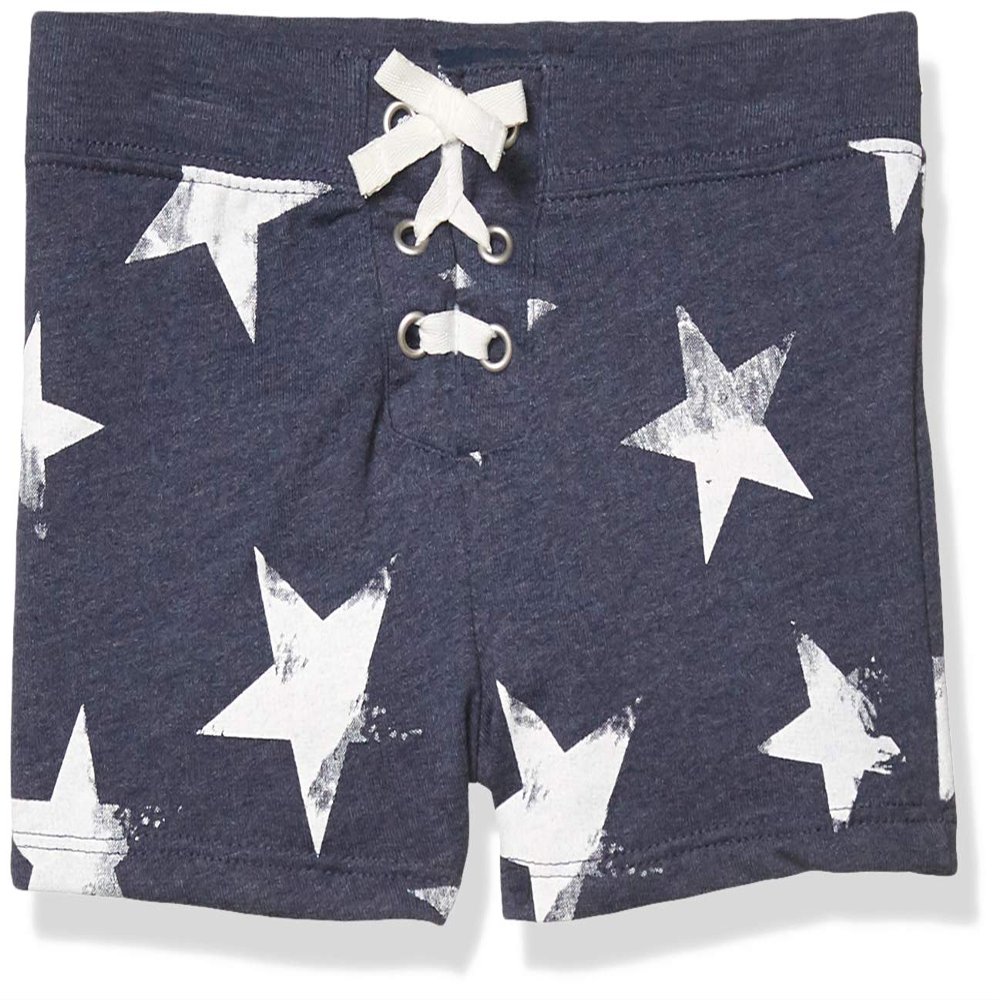 French Toast Girls' Lace Up Short, Navy Star, 4