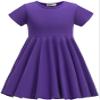 TriKalor Girls Dresses Short Sleeve Solid Color Skater Casual Twirly Dress with Pockets Purple 10-12 Years view 1