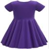 TriKalor Girls Dresses Short Sleeve Solid Color Skater Casual Twirly Dress with Pockets Purple 10-12 Years view 2