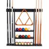 GSE Games & Sports Expert Billiard Cue Stick Hanging Wall Mounting Rack Only, Holds 6 Pool Cue Sticks, Billiard Ball Racks and Full Set of Pool Balls (Black) view 1