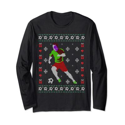 Christmas Costume Party Soccer Jersey Ugly Xmas Sweater Gift Long Sleeve T-Shirt