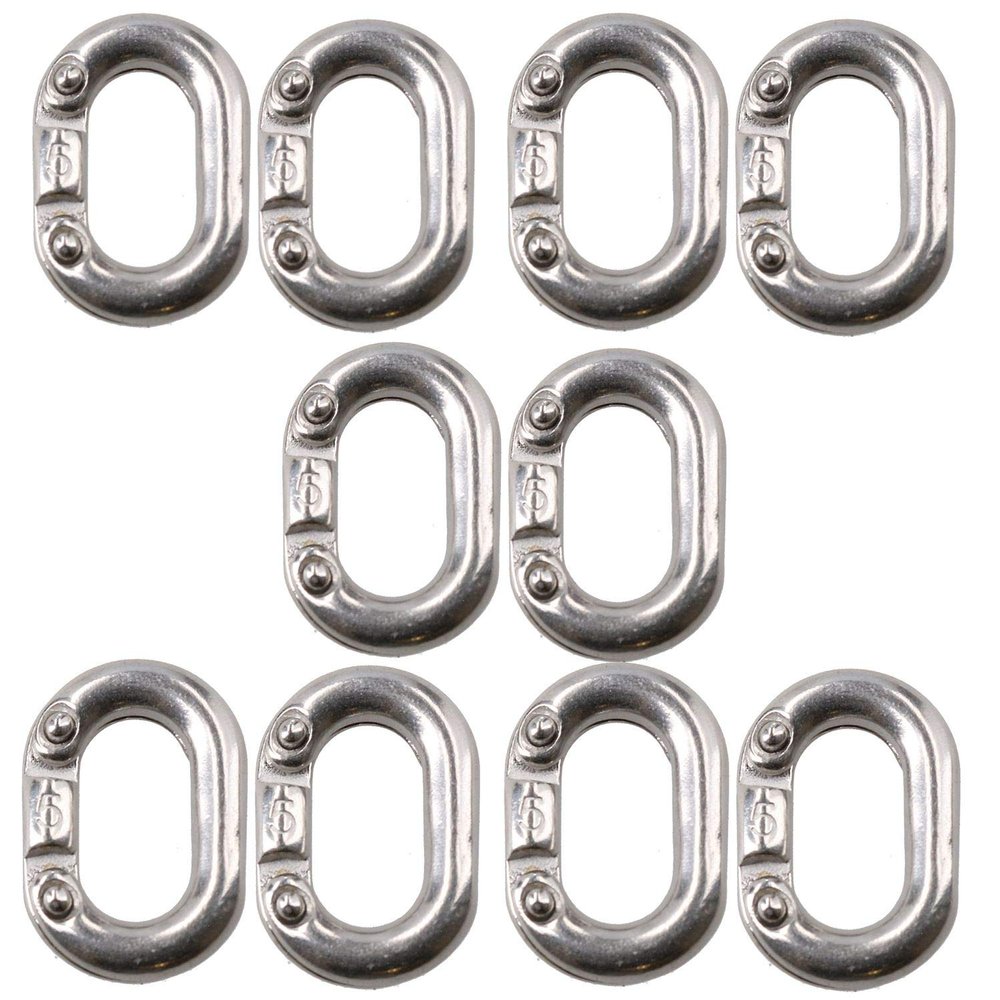 AB Tools 10 Pack Chain Connecting Link 5mm Marine Grade Stainless Steel Split Shackle