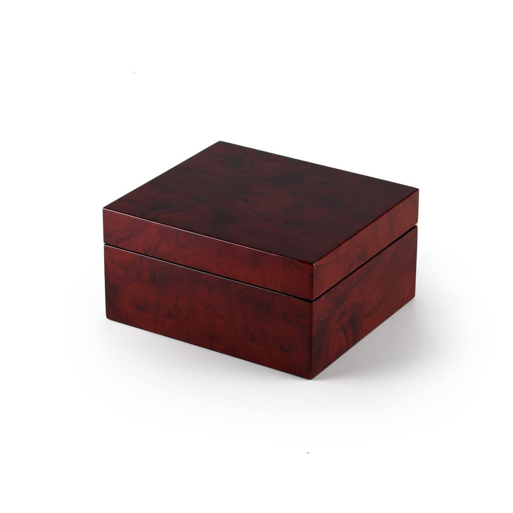 MusicBoxAttic Modern Hi Gloss 18 Note Burl Wood Jewelry Box - Many Songs to Choose - Oh What a Merry Christmas Day
