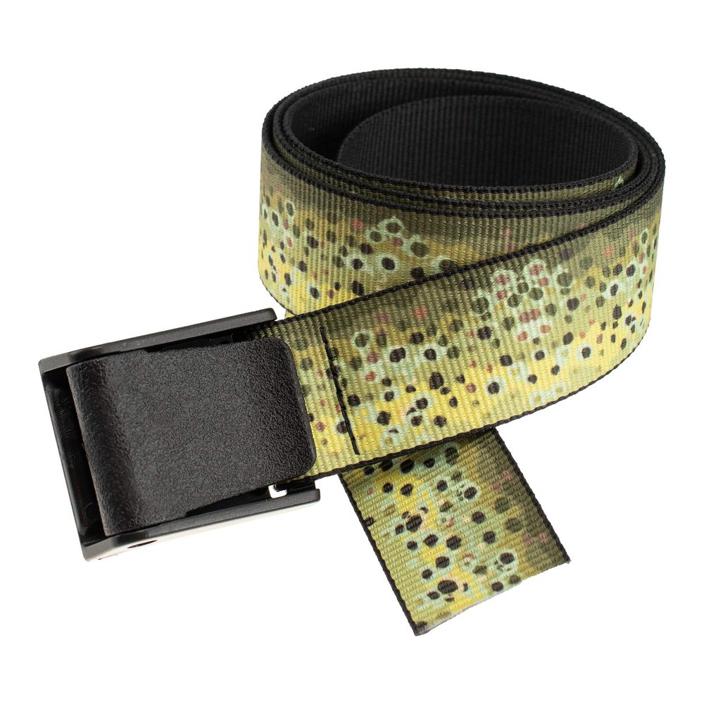 Thomas Bates Titan Outdoor Hunting Fishing Pattern Web Belt 5 Year Guarantee (Brown Trout Texture, Big and Tall)