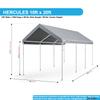 King Canopy Hercules 10-Feet by 20-Feet, 2-Inch Hammertone Steel Frame, 8-Leg, Carport, Grey view 2