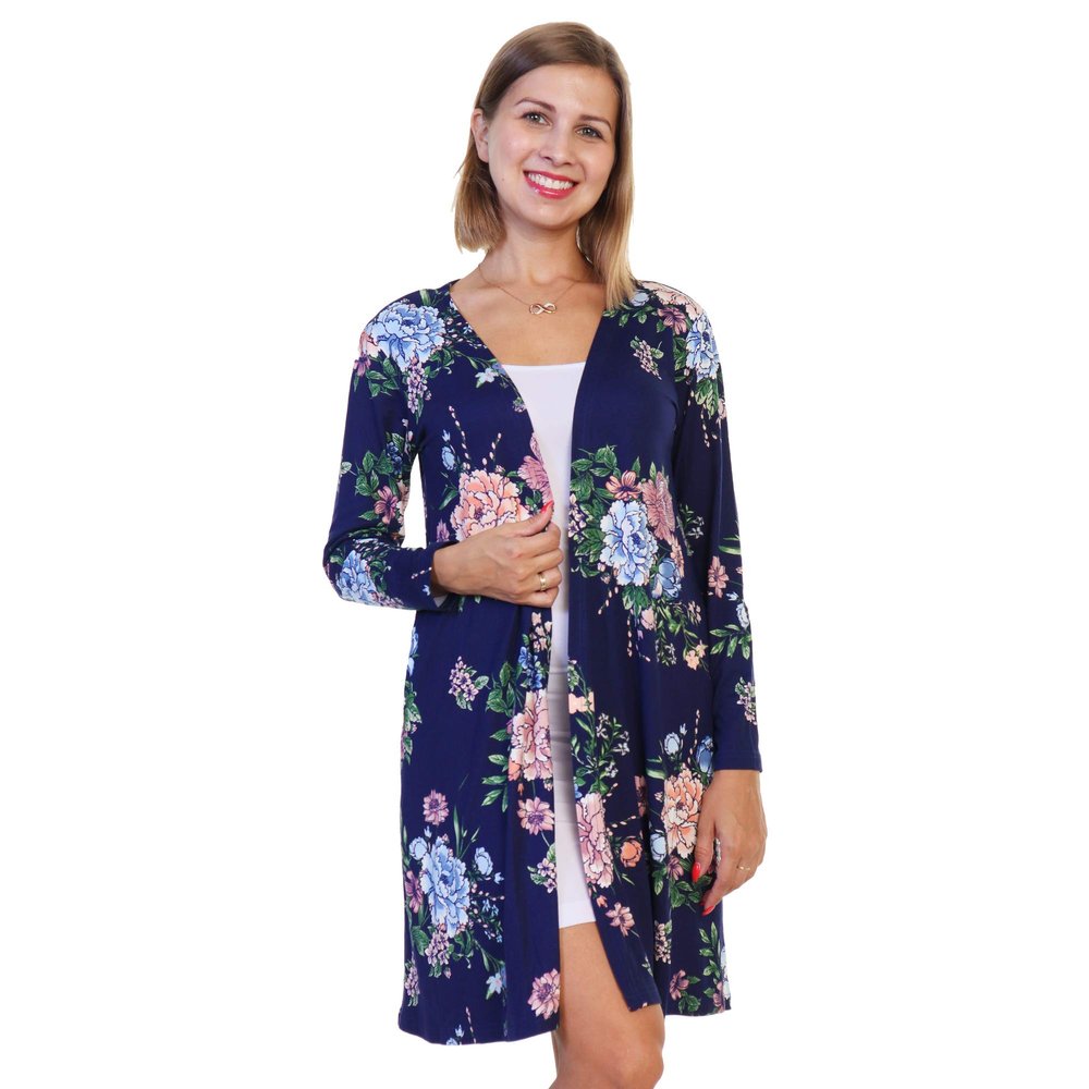 Angelina Women's Brushed Microfiber Long Sleeve Cardigan, PJ69_Peony_L