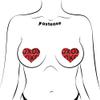 PASTEASE Valentines Pasties - Nipple Covers Lingerie, Raves, & Festivals | Halloween Accessory | Latex Free & Made in USA (Red with Black XOXO Heart) view 2