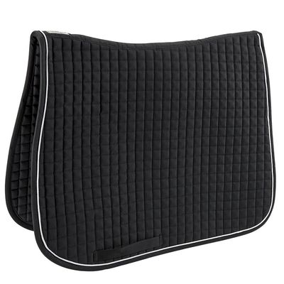 Dover Saddlery Quilted Dressage Square with Piping, Size Dress, Black/White/Black