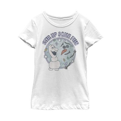 Fifth Sun Frozen 2 Feelin Fly Girl's Solid Crew Tee, White, Medium
