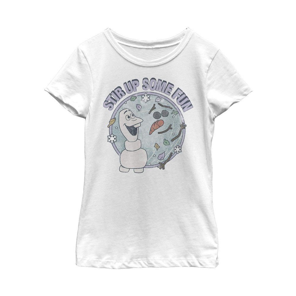 Fifth Sun Frozen 2 Feelin Fly Girl's Solid Crew Tee, White, Medium