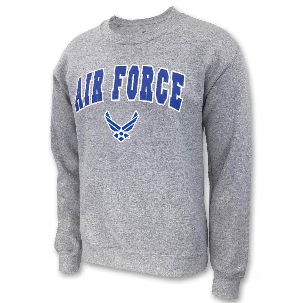 Armed Forces Gear United States Air Force Arched Wings Logo Crewneck Sweatshirt, Small (Grey)