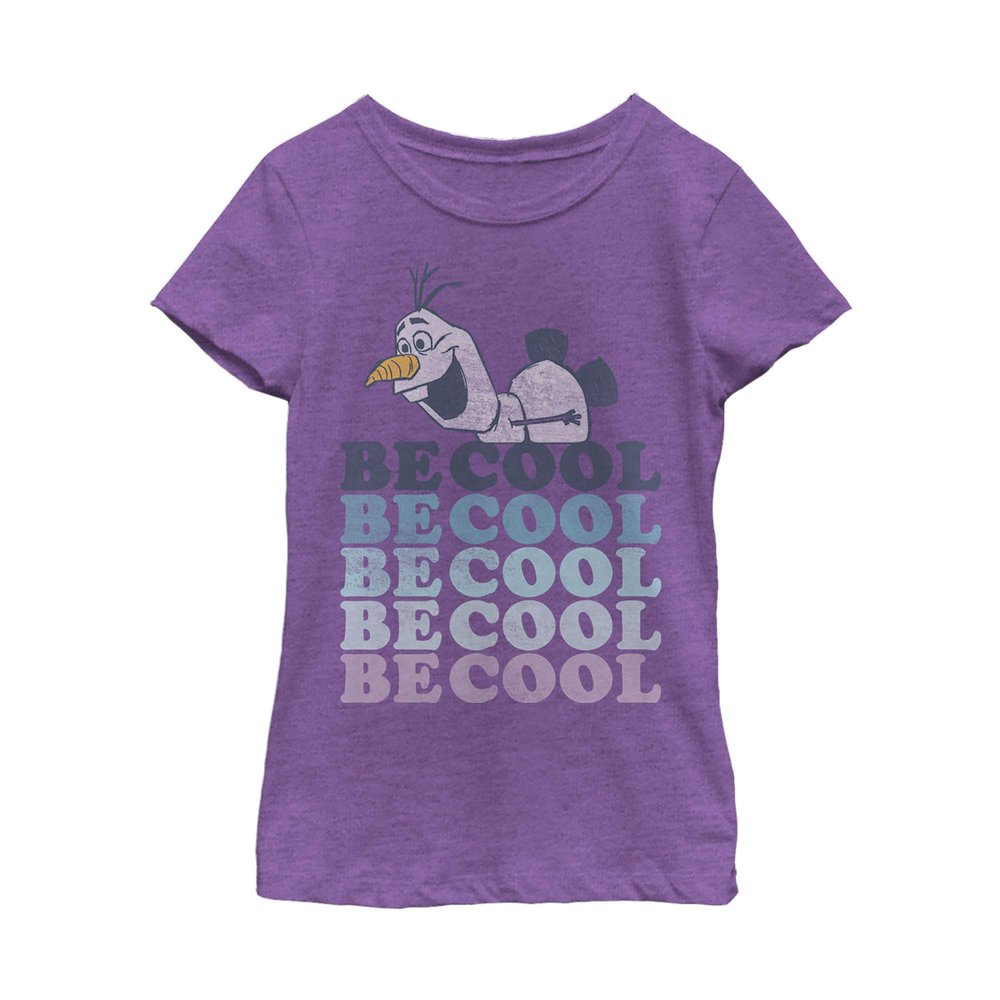 Fifth Sun Frozen 2 Olaf BE Cool Girl's Heather Crew Tee, Purple Berry, Medium