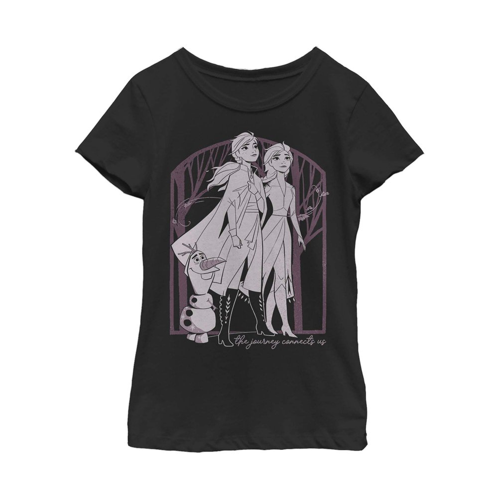 Fifth Sun Frozen 2 Forest Frame Girl's Solid Crew Tee, Black, Medium