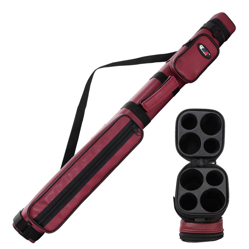 GSE Games & Sports Expert 2x2 Deluxe Hard Billiard Pool Cue Stick Carrying Case, Billiard Cue Case, Billiards Accessories (Square - Burgundy)