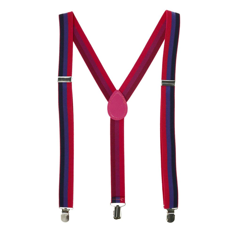 CTM Striped Bi Pride Clip-End Suspenders, Pink