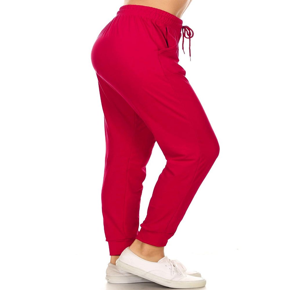 Leggings Depot Womens Relaxed fit Jogger Pants - Track Cuff Sweatpants with Pockets, Tangored, Medium