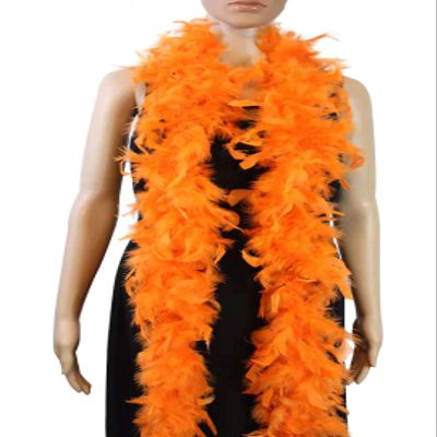 Flydreamfeathers 40 Gram 72" Long, Turkey Chandelle Feather Boa, Dancing Wedding Crafting Party Dress Up, Halloween Costume Decoration (orange color)