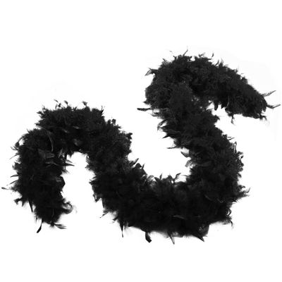 Flydreamfeathers 60 Gram, 2 yards Long Chandelle Feather Boa Great for Party, Wedding, Halloween Costume, Christmas Tree, Decoration(black color_