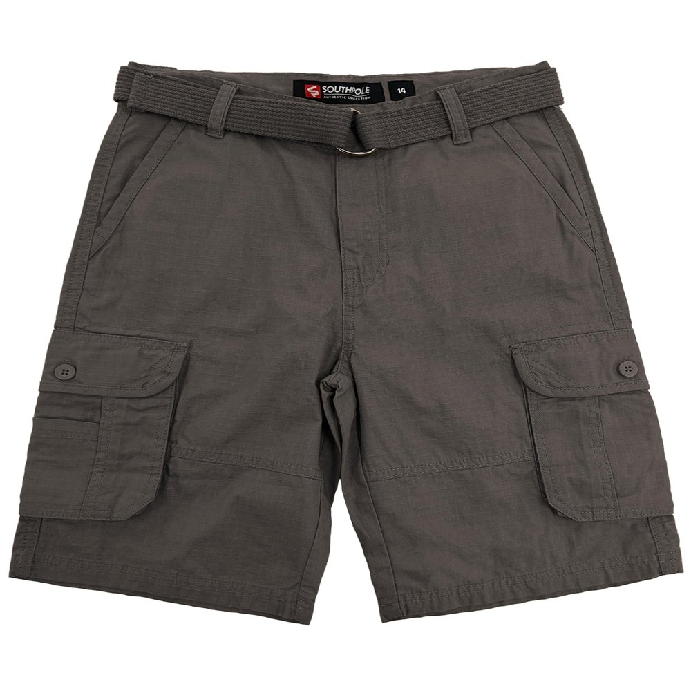 Southpole Big Boy's Belted Ripstop Basic Cargo Shorts Dark Grey As, 14