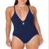 Cole of California Women's Standard Plunge One Piece Swimsuit, Navy, 6 view 1