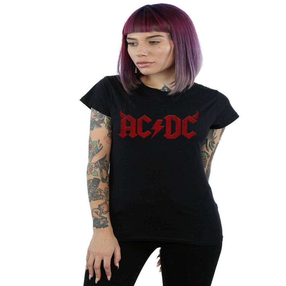 AC/DC Women's Horns Logo T-Shirt Black Medium