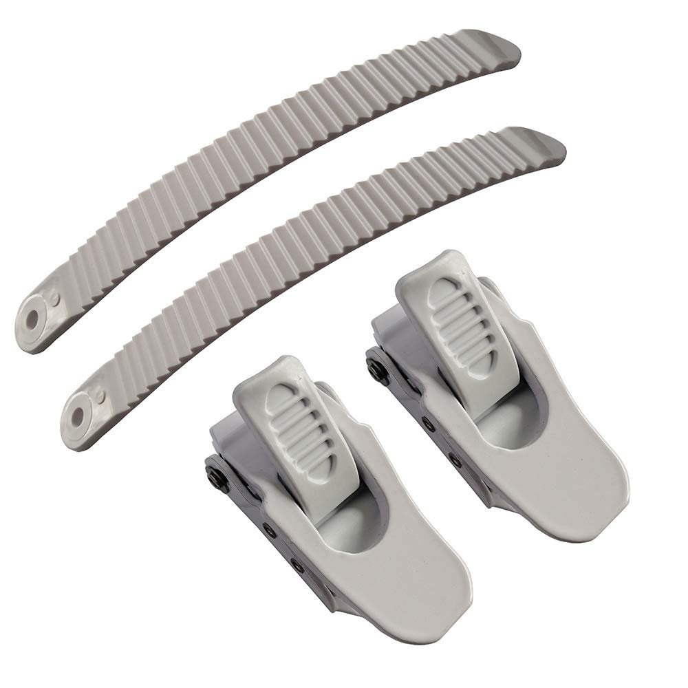 UP100 1 Sets White Snowboard Binding Parts 2 Buckles and 2 Straps for Snowboard Strap-in Toe Tongue Binding System (Big Type)