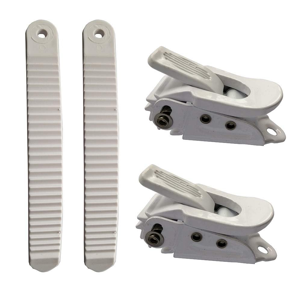 UP100 1 Sets White Snowboard Binding Parts 2 Buckles and 2 Straps for Snowboard Strap-in Toe Tongue Binding System (Small Type)