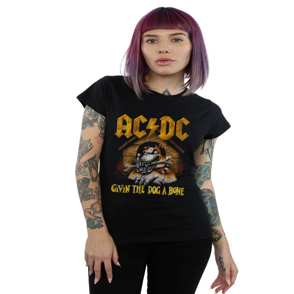 AC/DC Women's Give The Dog A Bone T-Shirt Black Medium