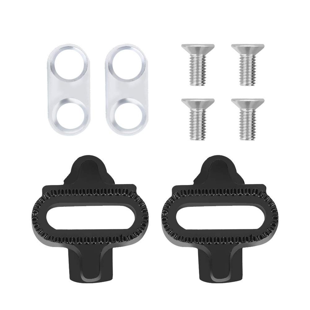 Bike Cleat Plates, Stainless Steel Cleat Locking Plates for SPD Pedals, Adjustable, Compatible with Mountain Bike, Secure Fit, Includes Nuts, 2 Pairs
