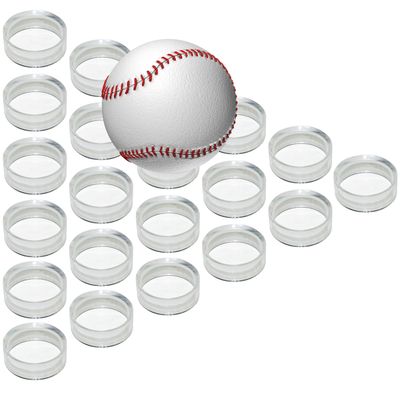 IFAMIO 20 Pcs Round Baseball Stands 1.25 Inch Clear Ring Acrylic Display Holders for Golf Ball, Baseball, Softball, Tennis Ball, Spheres, Marbles, Collections