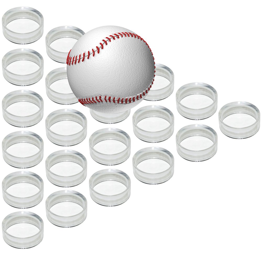 IFAMIO 20 Pcs Round Baseball Stands 1.25 Inch Clear Ring Acrylic Display Holders for Golf Ball, Baseball, Softball, Tennis Ball, Spheres, Marbles, Collections