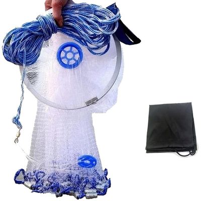 EASY BIG Cast Fishing Net with Aluminum Frame, 0.8 inch Mesh, 7.8-13.8 ft Diameter