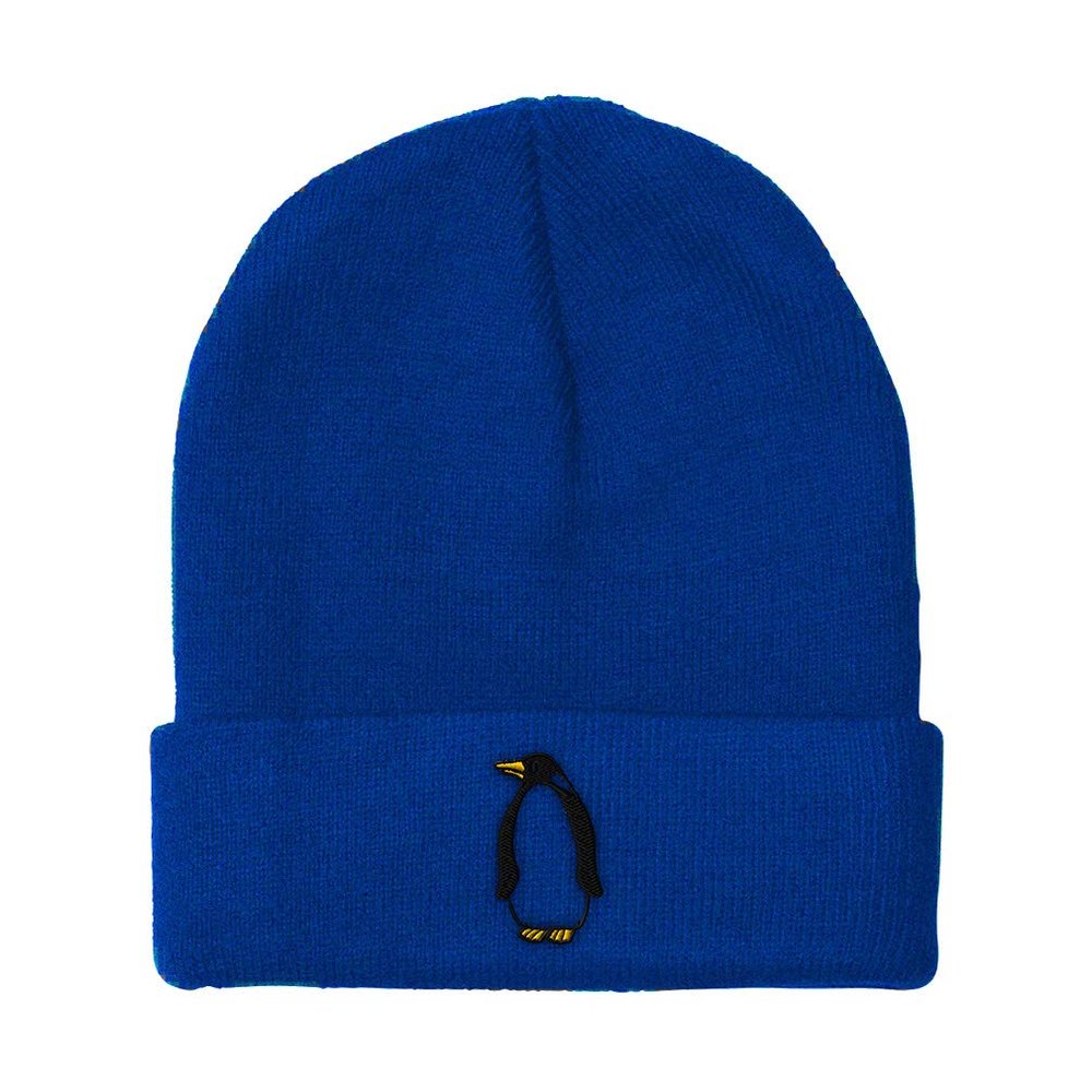 Beanies for Men Penguin A Embroidery Wild Animals Penguin Winter Hats for Women Acrylic Skull Cap 1 Size Royal Blue Design Only