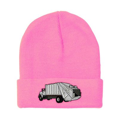 Beanies for Men Garbage Truck Embroidery Trucks Winter Hats for Women Acrylic Skull Cap 1 Size Soft Pink Design Only