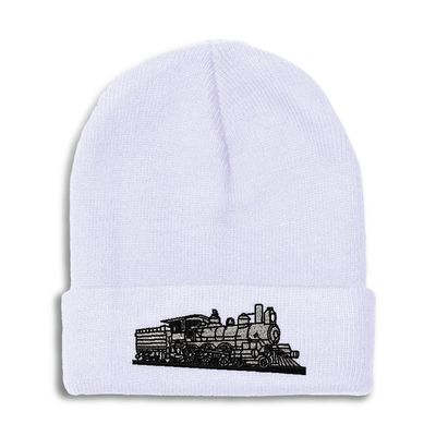 Speedy Pros Beanies for Men Train D-6-0 Embroidery Skull Cap Winter Hats for Women Acrylic One Size White Design Only