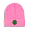 Beanies for Men Four Leaf Clover Ireland Irish St Patrick's Skull Cap Winter Hats for Women Acrylic One Size Soft Pink Design Only view 1