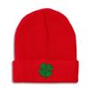 Beanies for Men Four Leaf Clover Ireland Irish St Patrick's Skull Cap Winter Hats for Women Acrylic One Size Red Design Only view 1